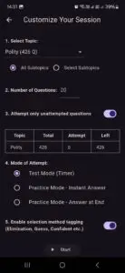 Customise by topic/subtopic